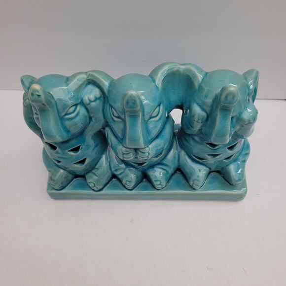 Three Wise Sitting Elephants See No Hear No Speak No Evil - Picture 2 of 12